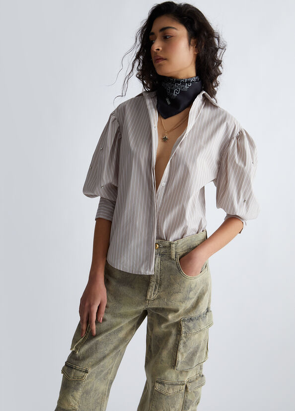 Camicia oversize con ricami gioiello