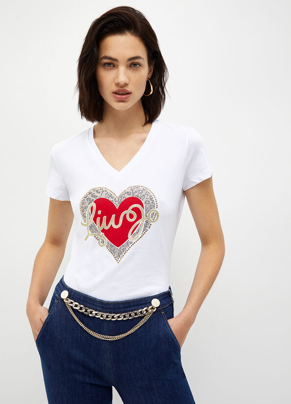 T-shirt con cuore e logo