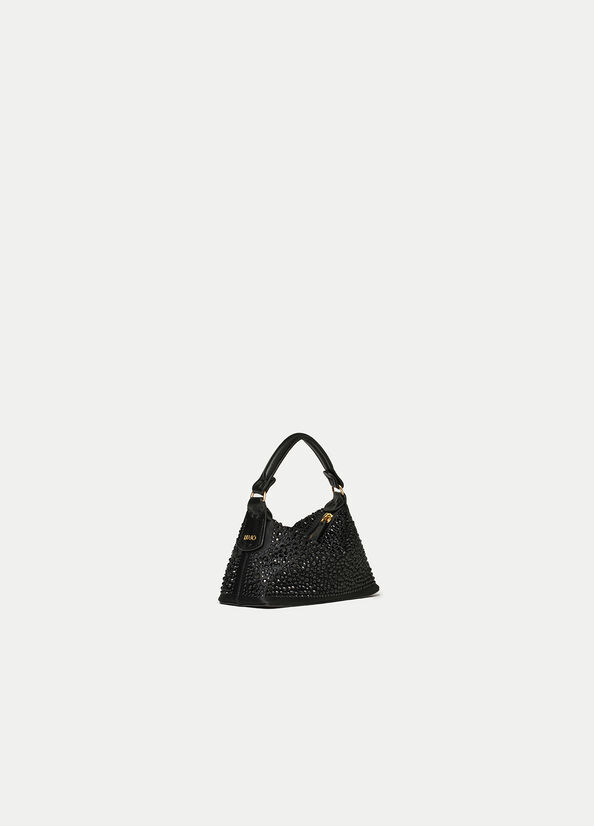 Micro borsa hobo con strass
