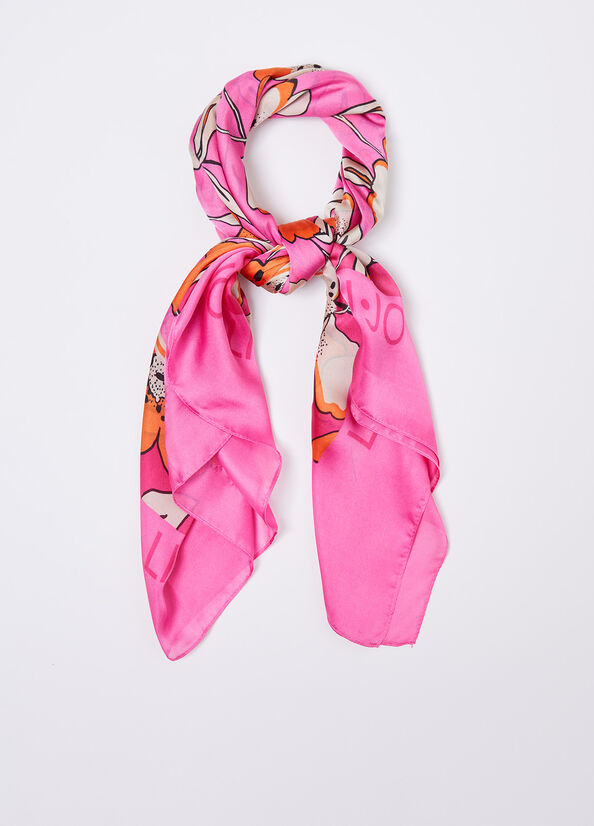 Stola in denim con stampa floreale