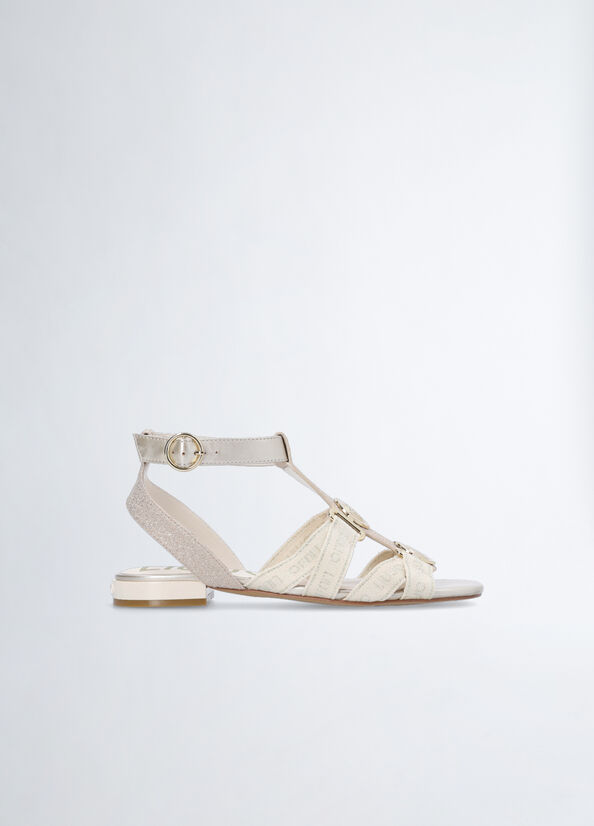 Sandali flat con glitter