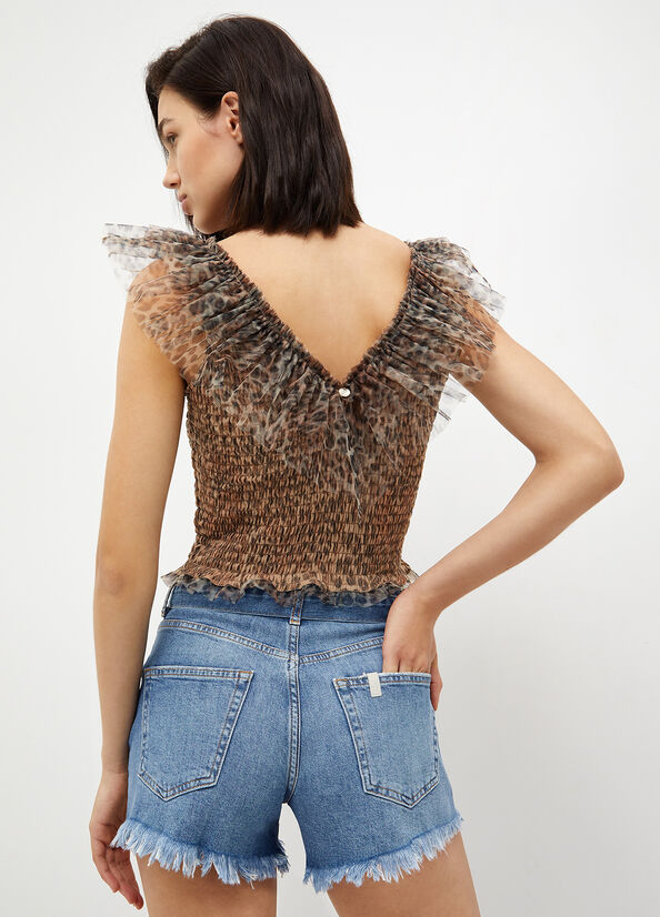 Top animalier in tulle