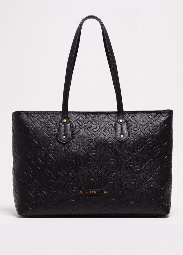 Borsa shopping in tessuto spalmato