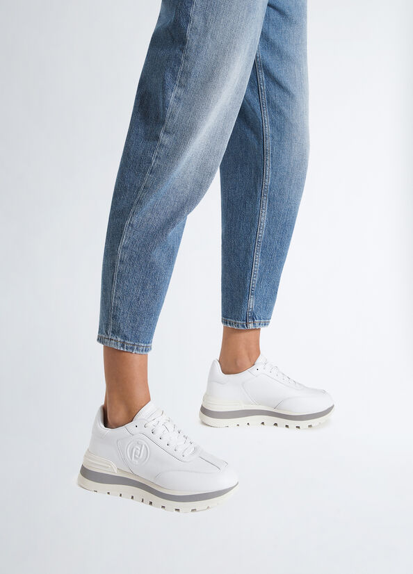 Sneakers platform in pelle