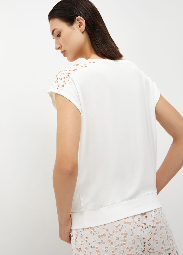 T-shirt con dettagli in pizzo