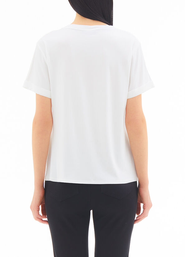 T-shirt con stampa e borchie