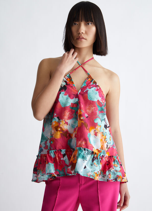 Top floreale in cotone