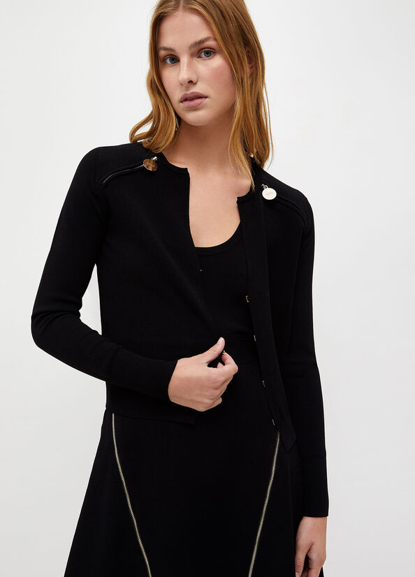 Cardigan nero con zip
