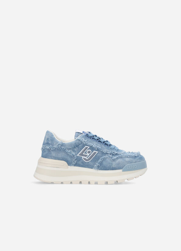 Sneakers platform in denim
