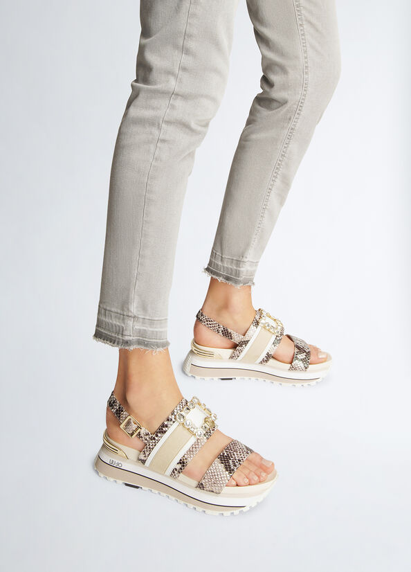 Sandali platform con stampa pitone