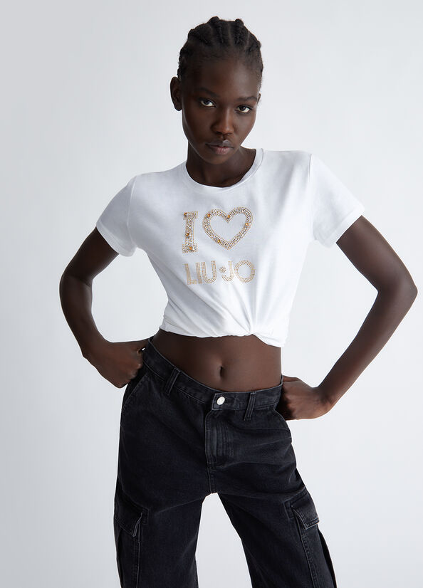 T-shirt ecosostenibile con strass