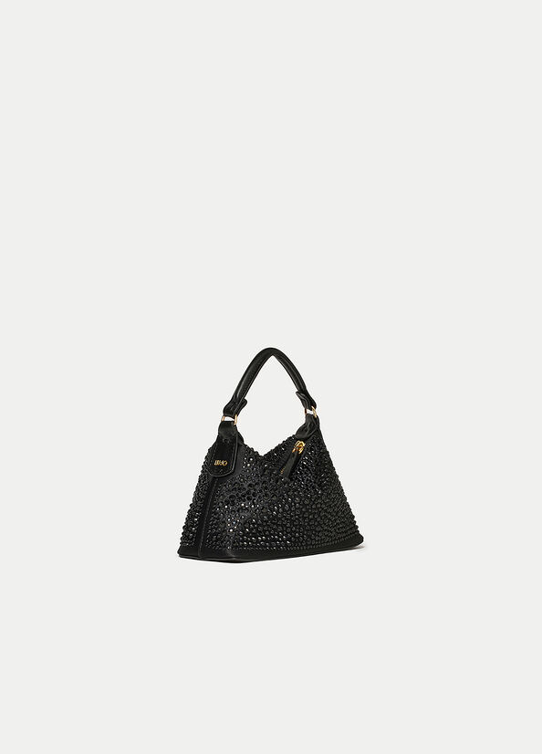 Mini borsa hobo con strass
