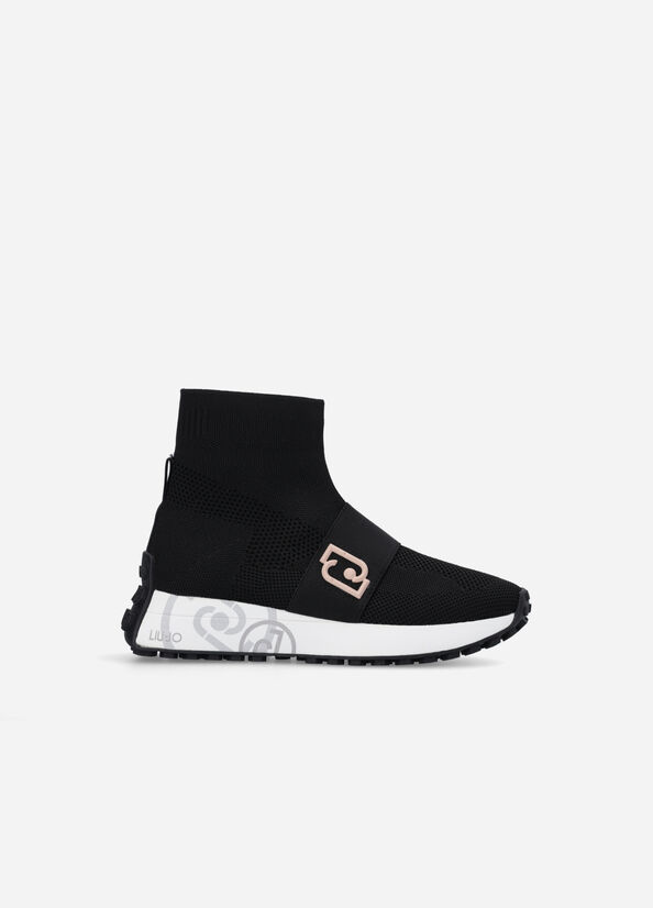 Sock sneakers nere con logo