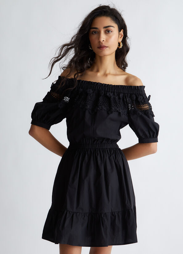 Vestito in popeline con pizzo