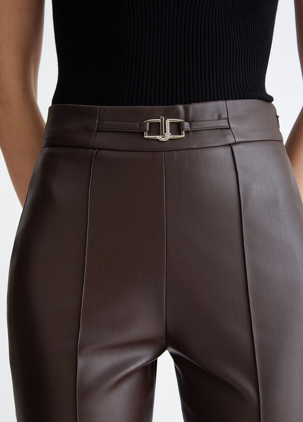 Pantaloni flare in tessuto spalmato