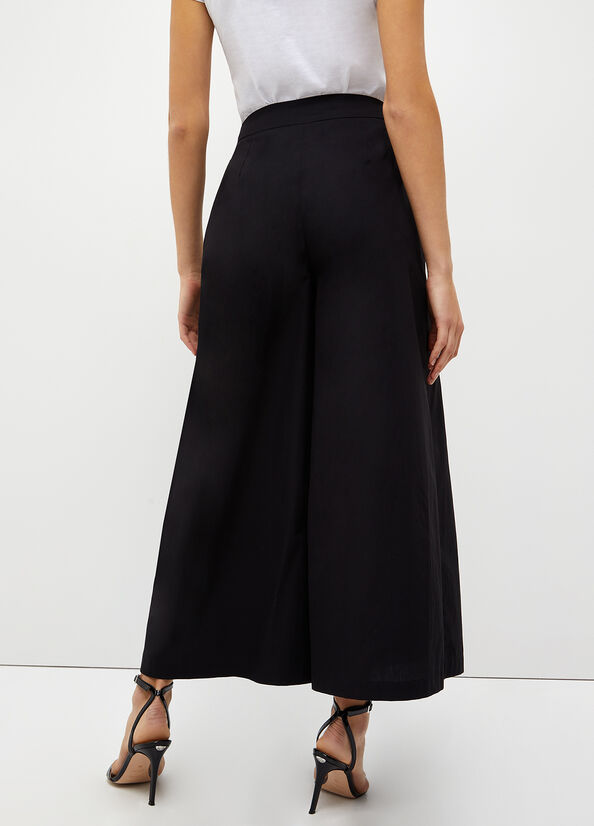 Pantaloni cropped in popeline
