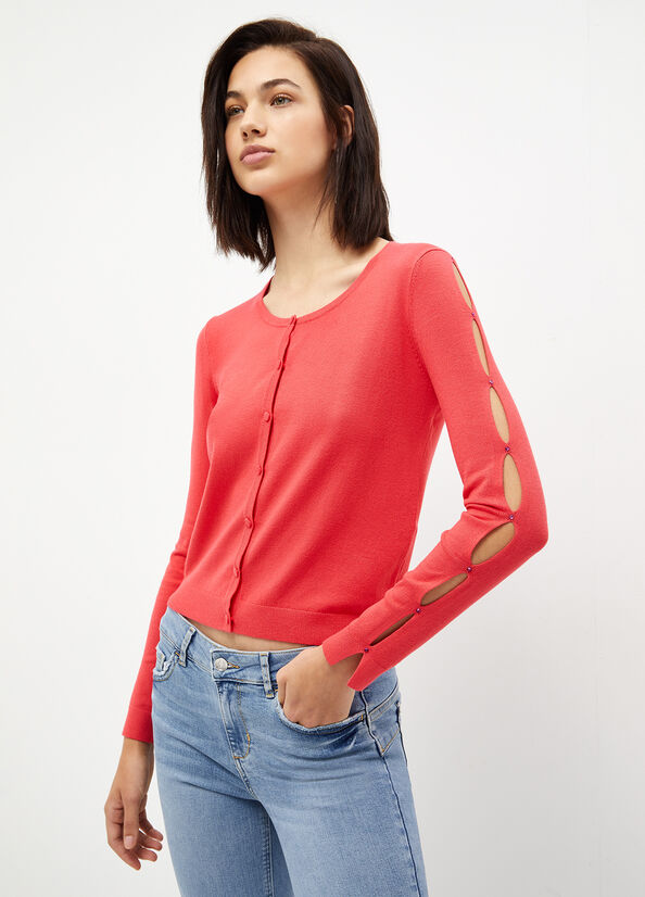 Cardigan rosso ecosostenibile