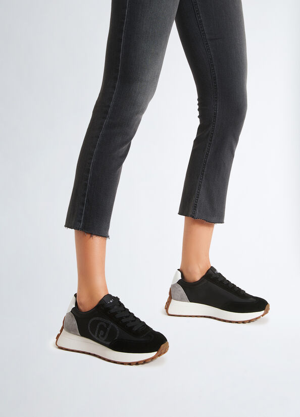Sneakers nere in suede e nylon