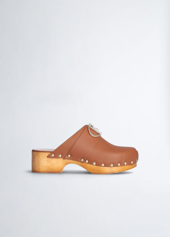 Sabot in pelle con logo