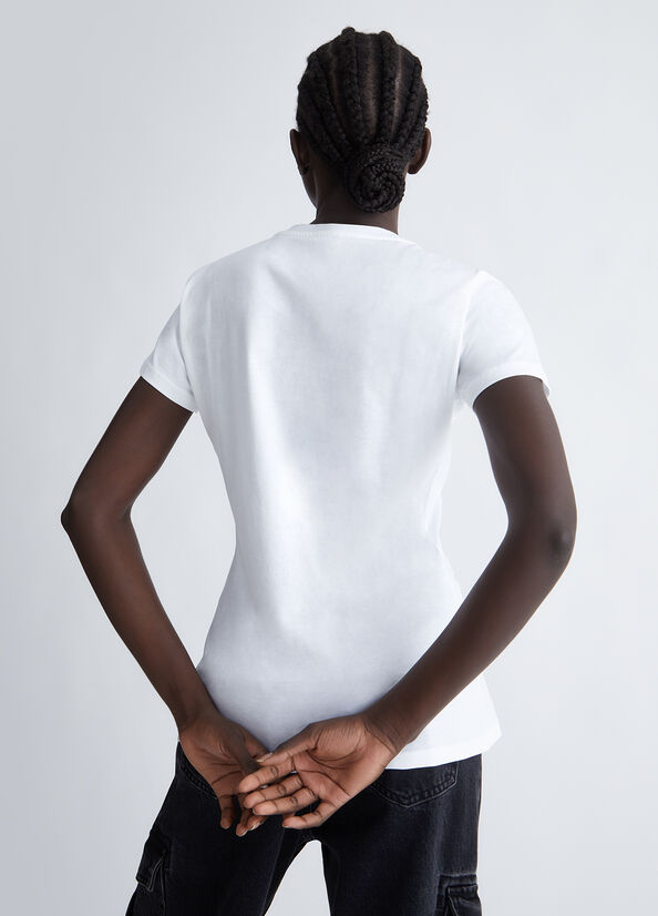 T-shirt ecosostenibile con logo e strass