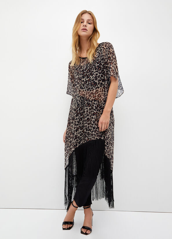 Vestito animalier con frange