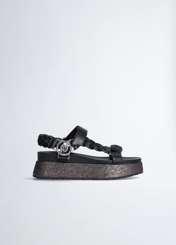 Sandali platform con intreccio
