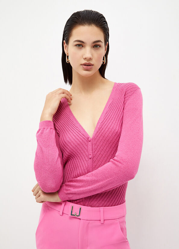 Cardigan fuxia ecosostenibile