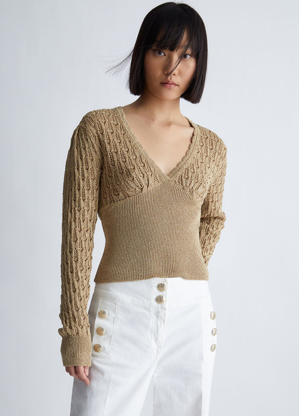 Maglia scollo a V in lurex®