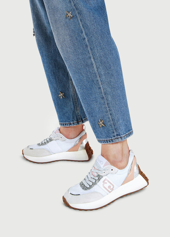 Sneakers in mesh e glitter