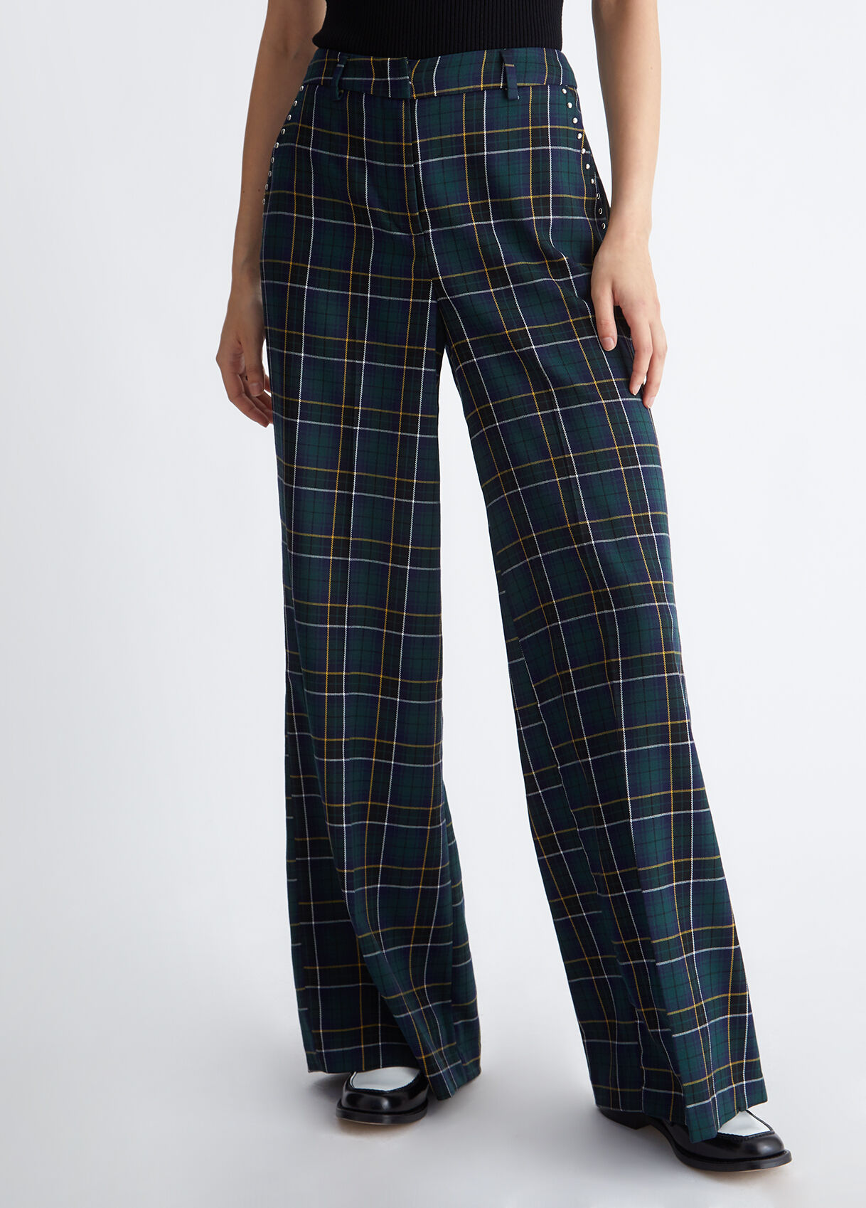 Check palazzo trousers