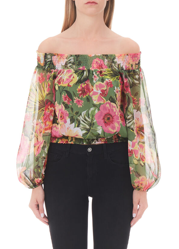 Top con scollo bardot