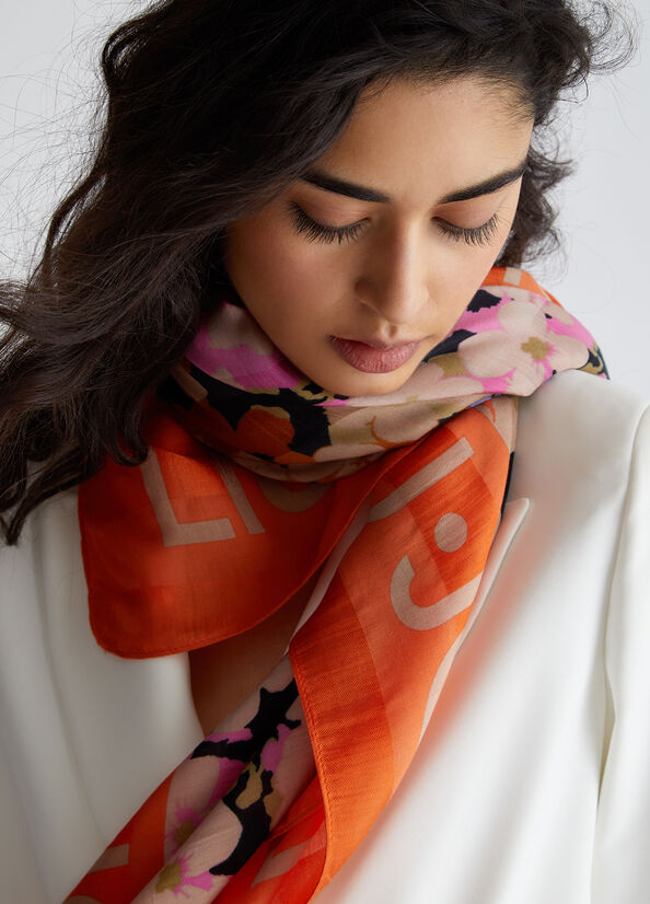 Foulard floreale con logo