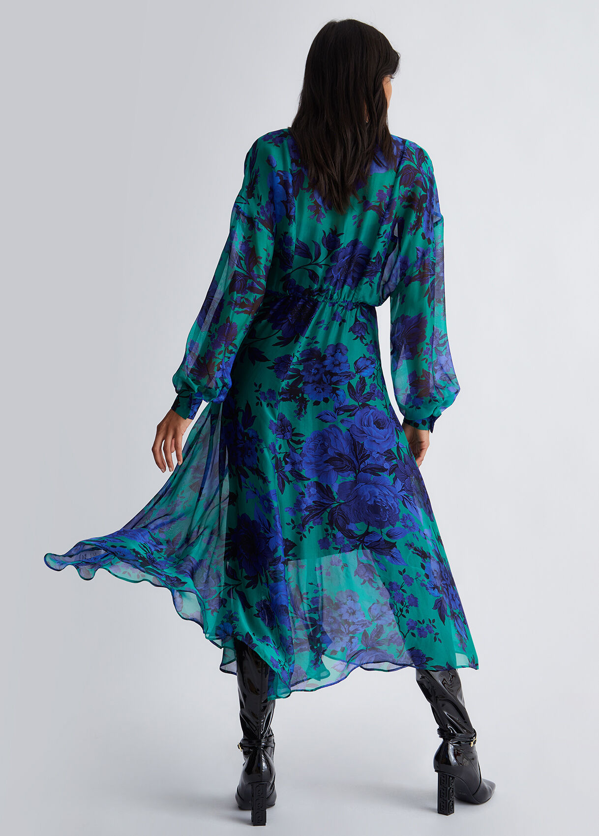 Silk blend floral dress