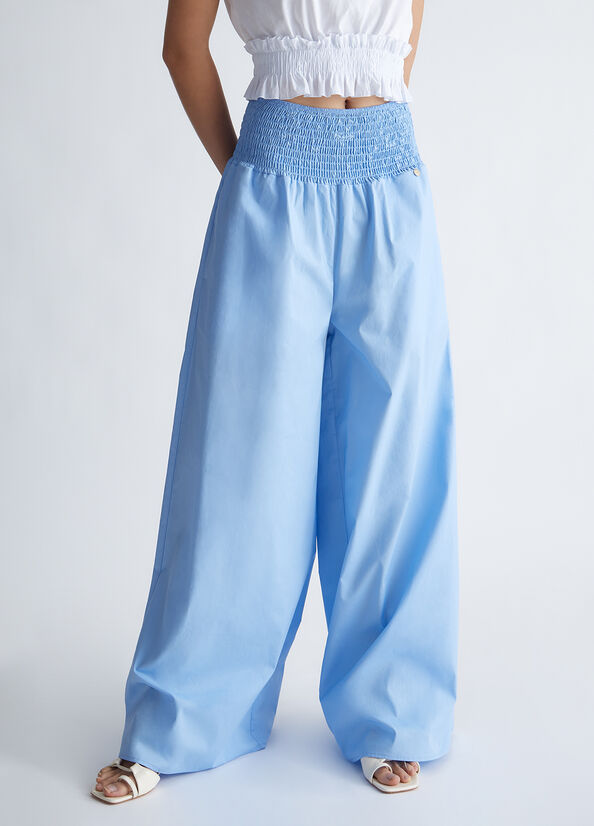Pantaloni a palazzo in popeline