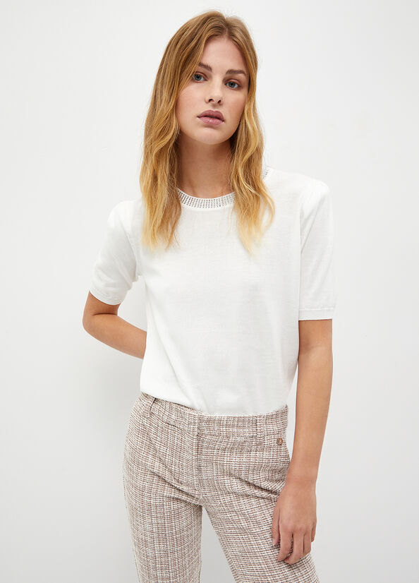 Maglia bianca con strass