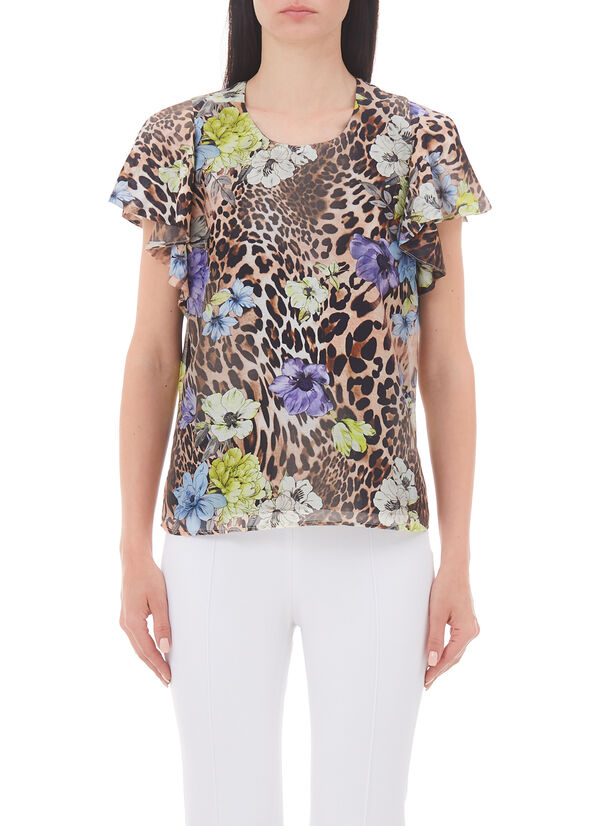 Blusa animalier in misto seta