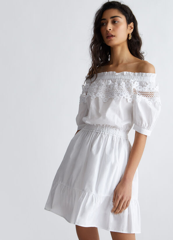 Vestito in popeline con pizzo