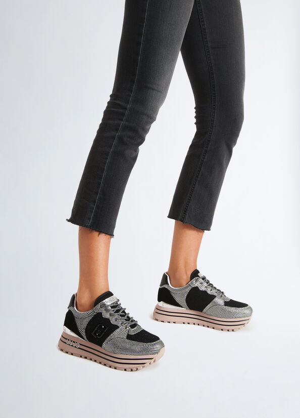 Sneakers platform con stampa pitone