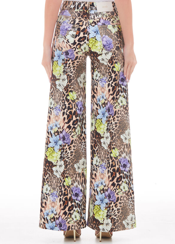 Pantalone flare con stampa animalier