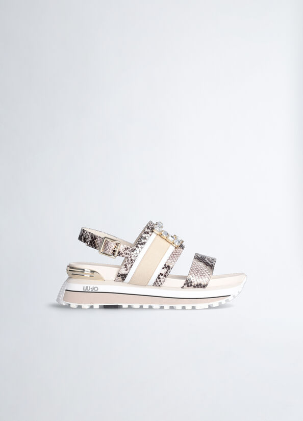 Sandali platform con stampa pitone