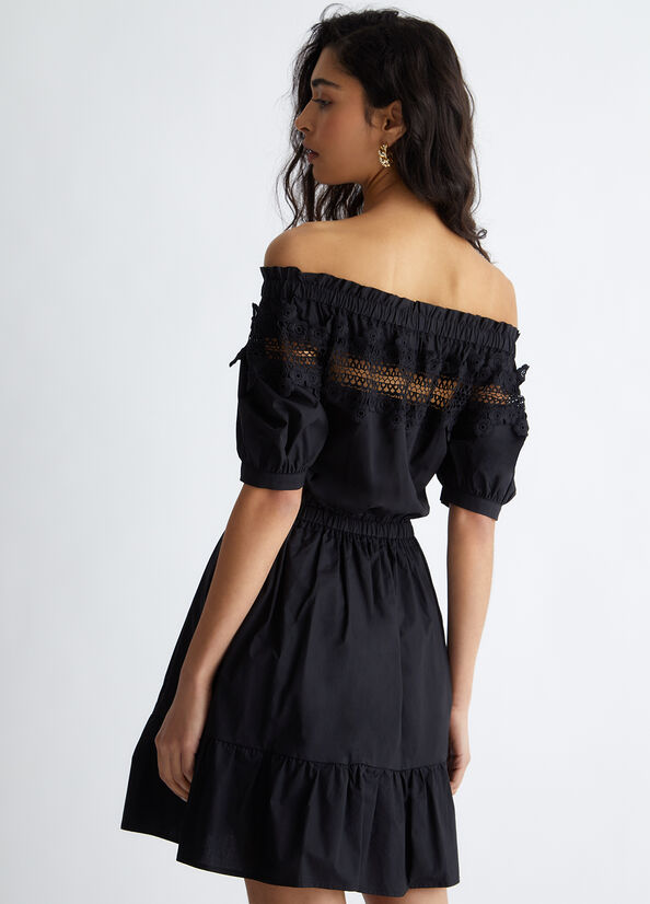 Vestito in popeline con pizzo