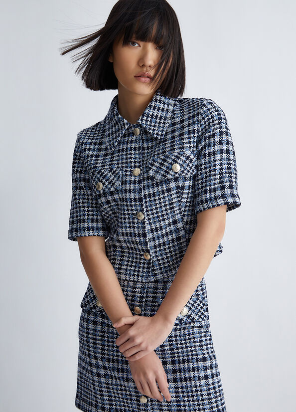 Camicia cropped in tweed