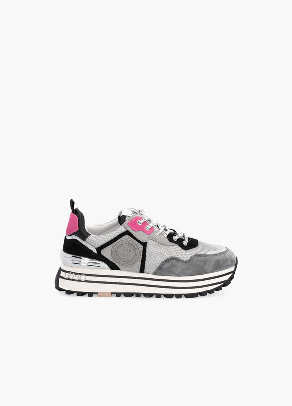 Sneakers platform in mesh e suede