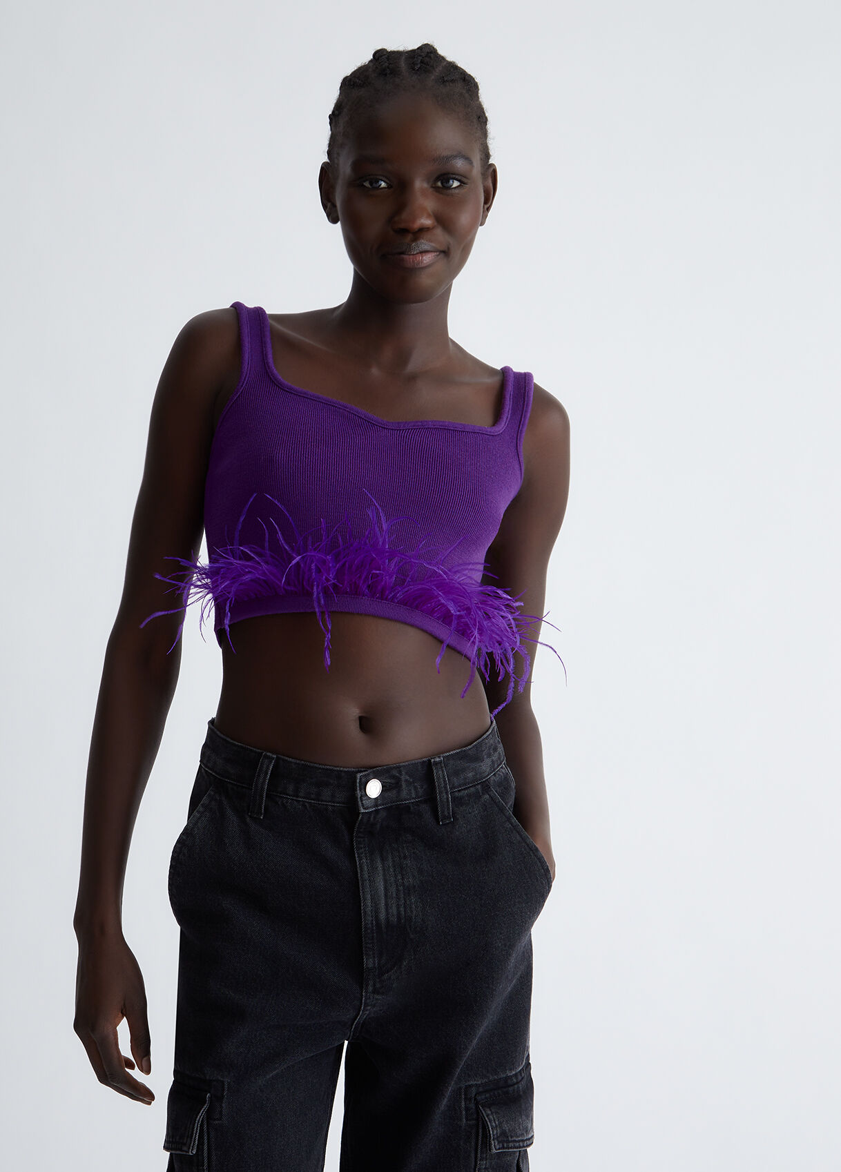 Bralette top with feathers