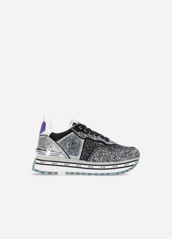 Sneakers platform con glitter