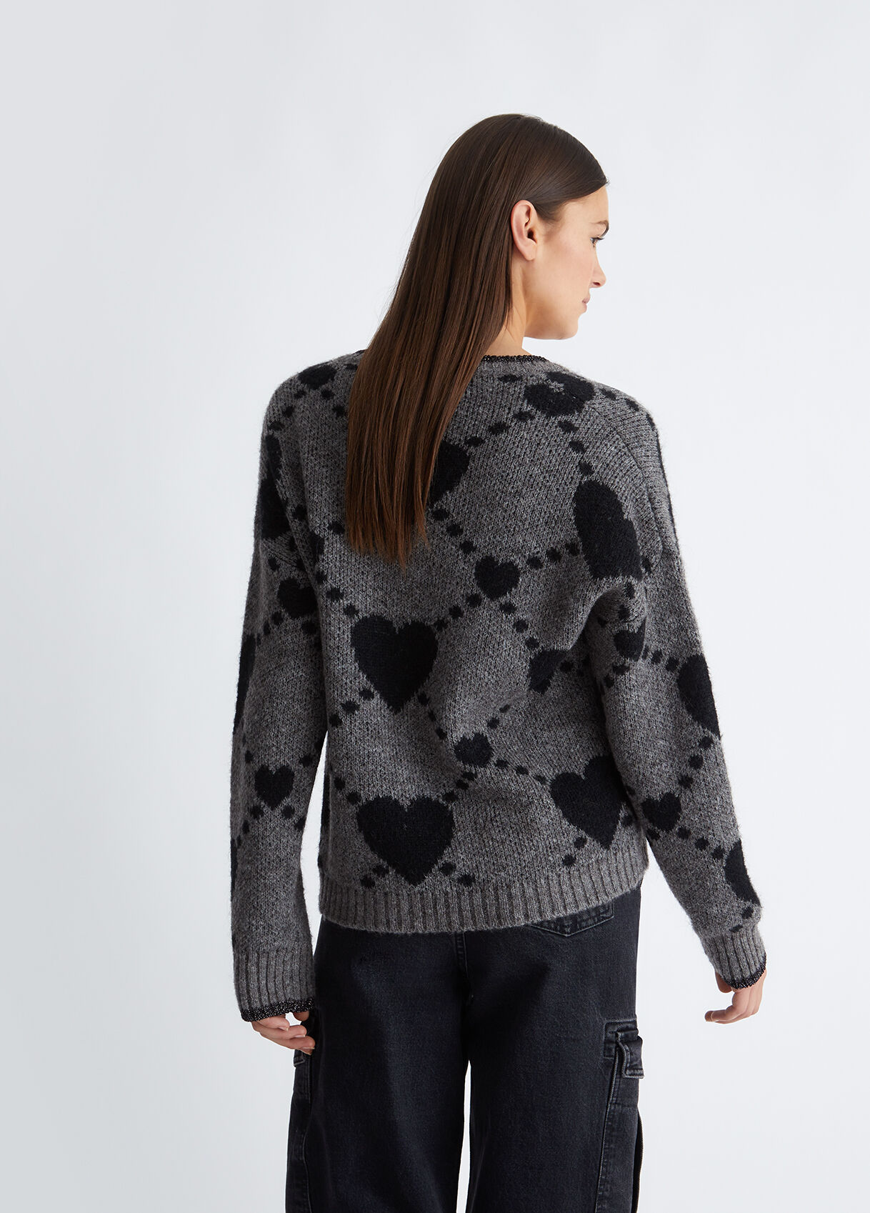 Jacquard sweater with hearts