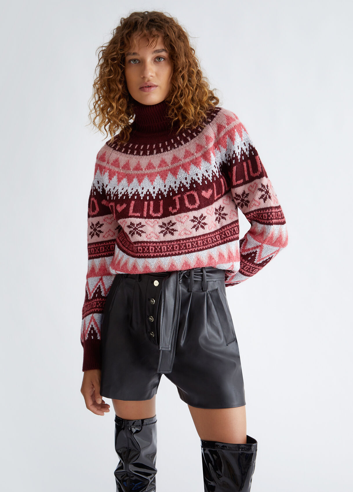 Fair isle turtleneck with logo