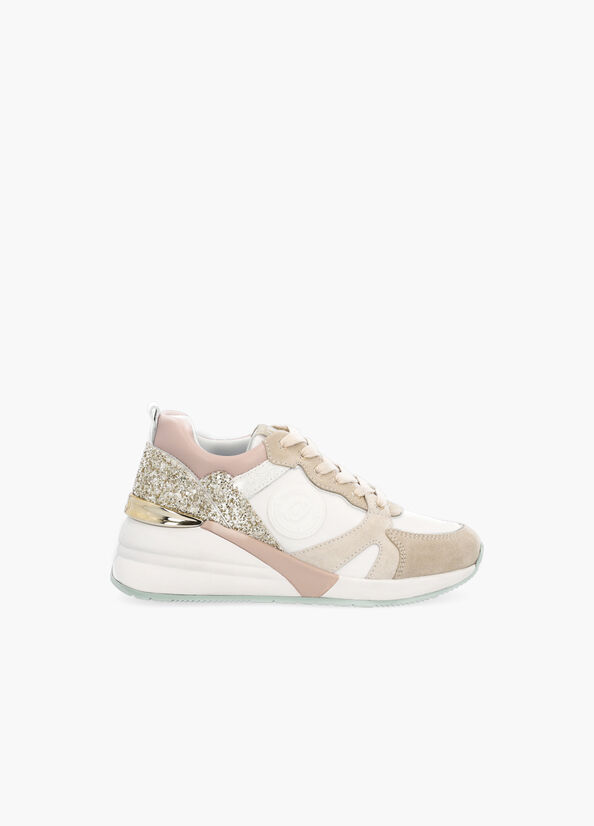 Sneakers in suede con glitter