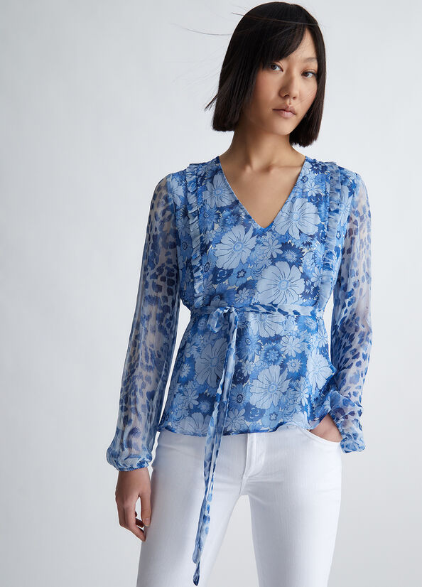 Blusa floreale in creponne