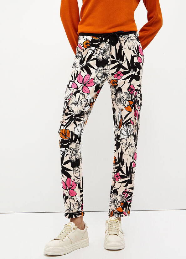 Pantaloni jogging con stampa floreale
